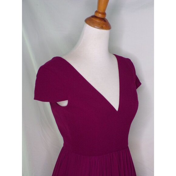 🆕DRESS THE POPULATION Corey Flare Chiffon Dress Magenta XX-Small (00-0) - Picture 8 of 12